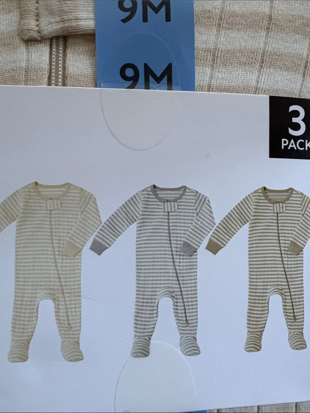 NEW! Member’s Mark Baby Organic Cotton Sleep & Play 3 Pack - Size 9 Month